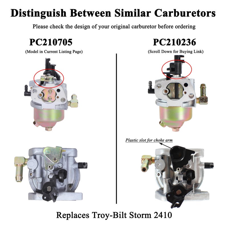 Pro Chaser 951-12705 Carburetor for Troy-Bilt Storm 2410 2620 31AS62N2711 31AS2P5C711 31AM62N2711 31AS2P5C Squall 2100 Replaces MTD Yard Machines 31AM62EE700 31AS62EE731 31AS2N1C701 Snow Blower - Image 2